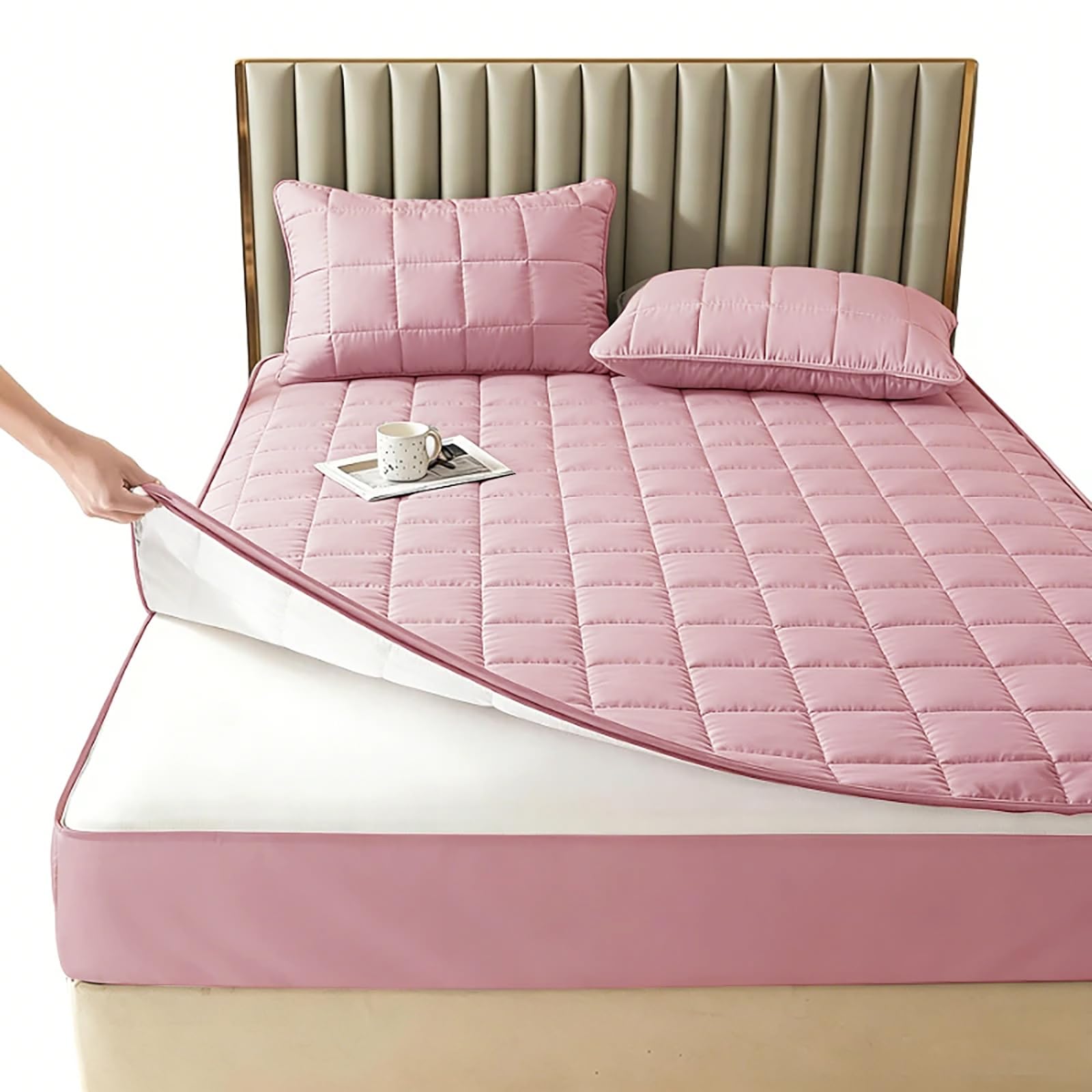Acolchado cubrecolchón antiácaros de tacto suave personalizable para camas de 160x200