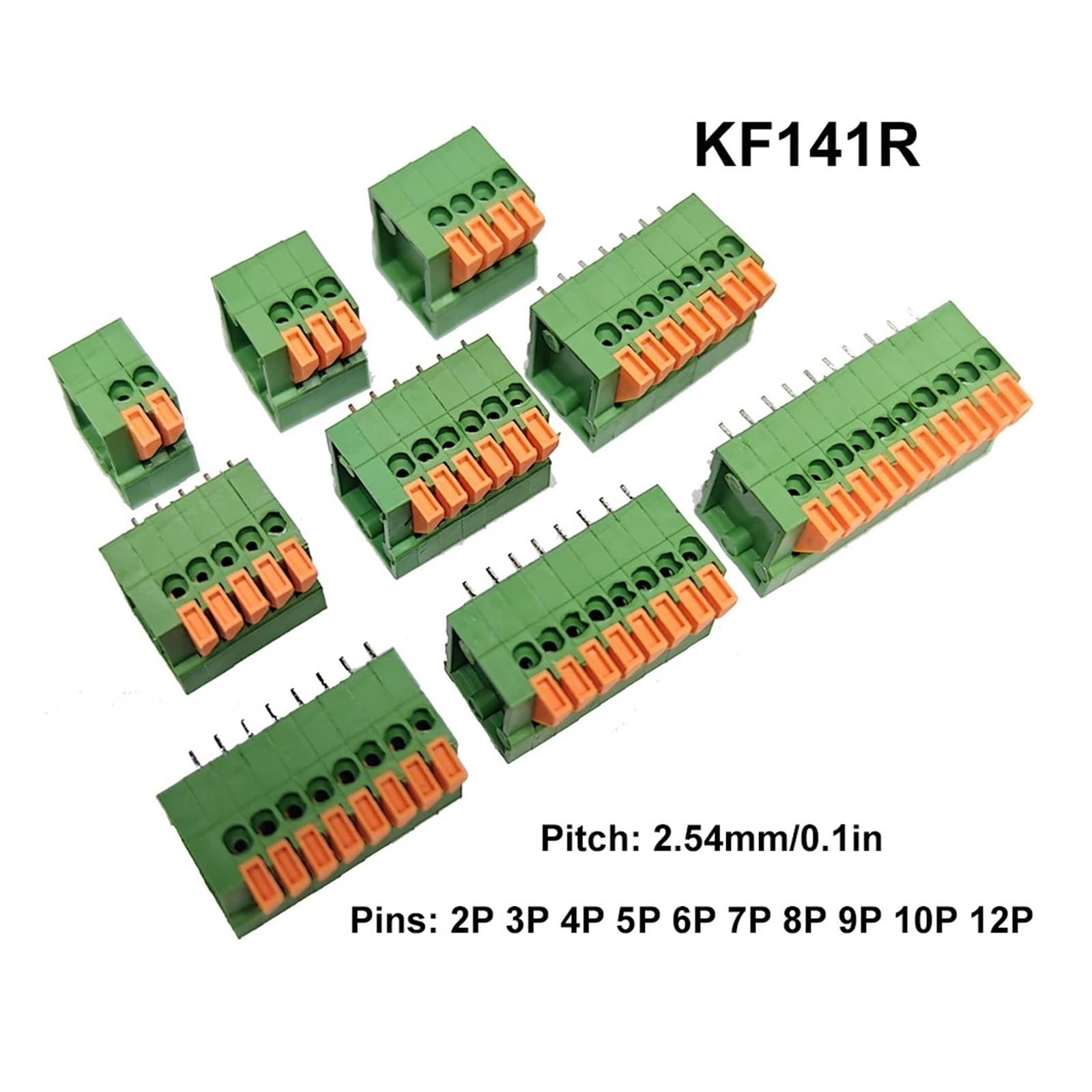 10 sztuk 2,54 mm KF141V KF141R blok zaciskowy bez śrub sprężynowych prosty / wygięta stopka 2/3/4/5/6/7/8/9/10P złącze