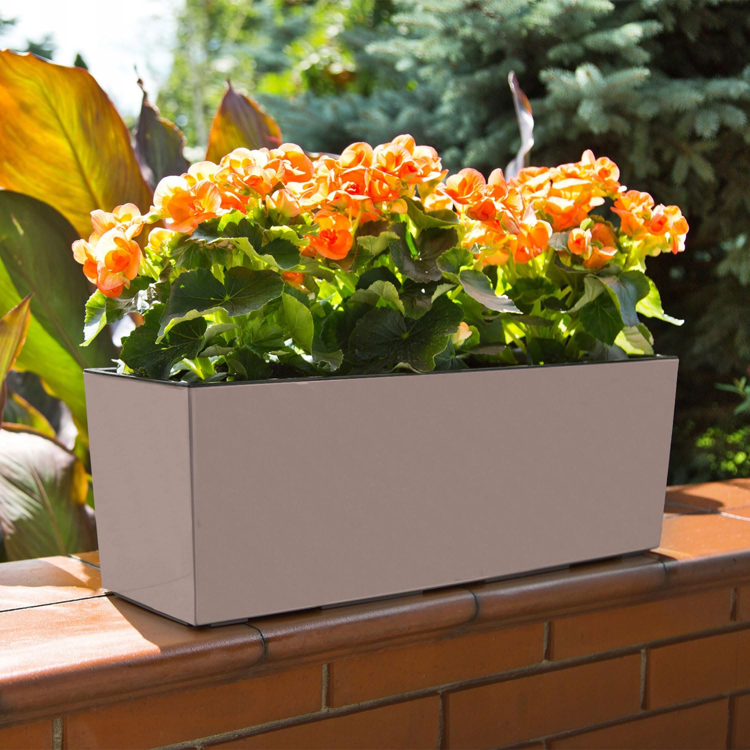 IMJ-Global Urbi Case macetero decorativo para plantas, rectangular, de plástico, altura 20 cm, para interior y exterior, 58 x 18 cm, diseño moderno, 18 litros