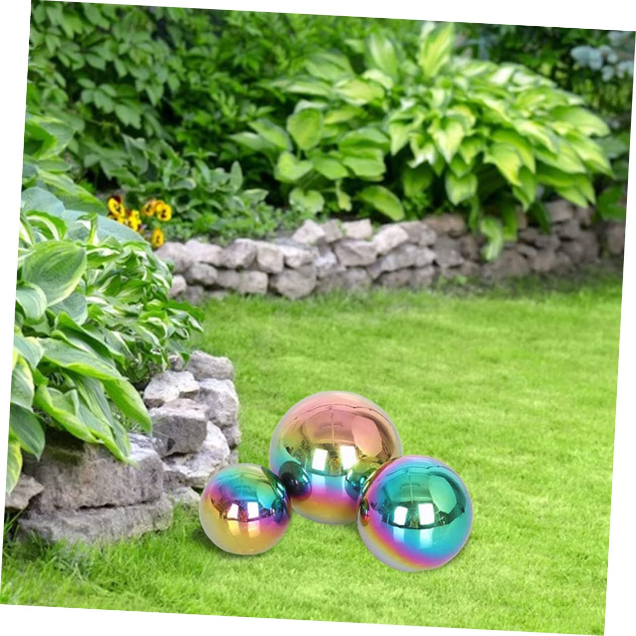 HEMOTON Sfere Decorative Riflettenti da Giardino in Acciaio Inossidabile, 3 Pezzi, Lucide, per Prato e Casa
