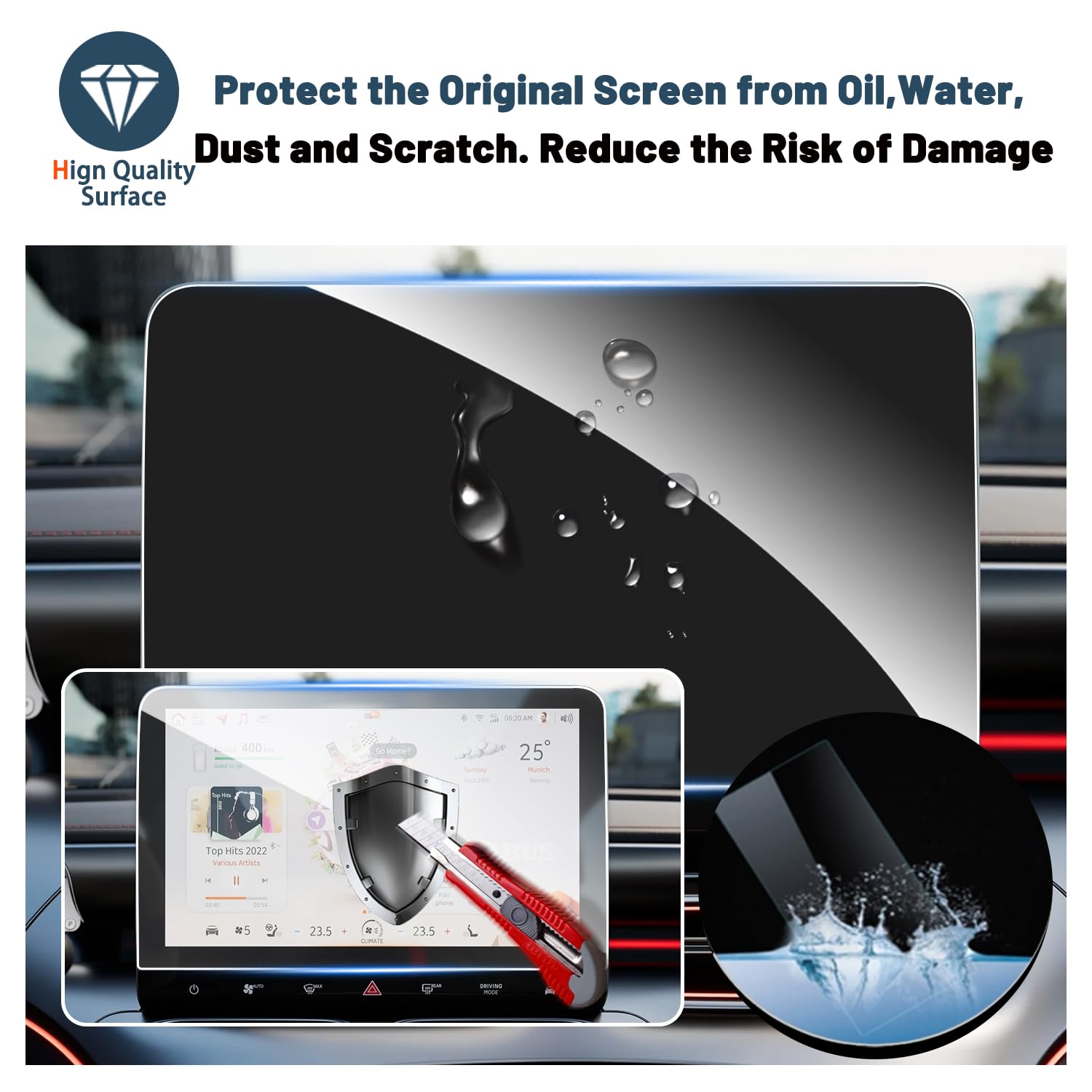 2 Pezzi] Ruiya Pellicola Protettiva per Navigatore per 10.1 MG ZS EV Facelift 2022 2023 2024, Nano Material Navigation Touchscreen Pellicola Protettiva GPS Proteggi Schermo Screen Protector