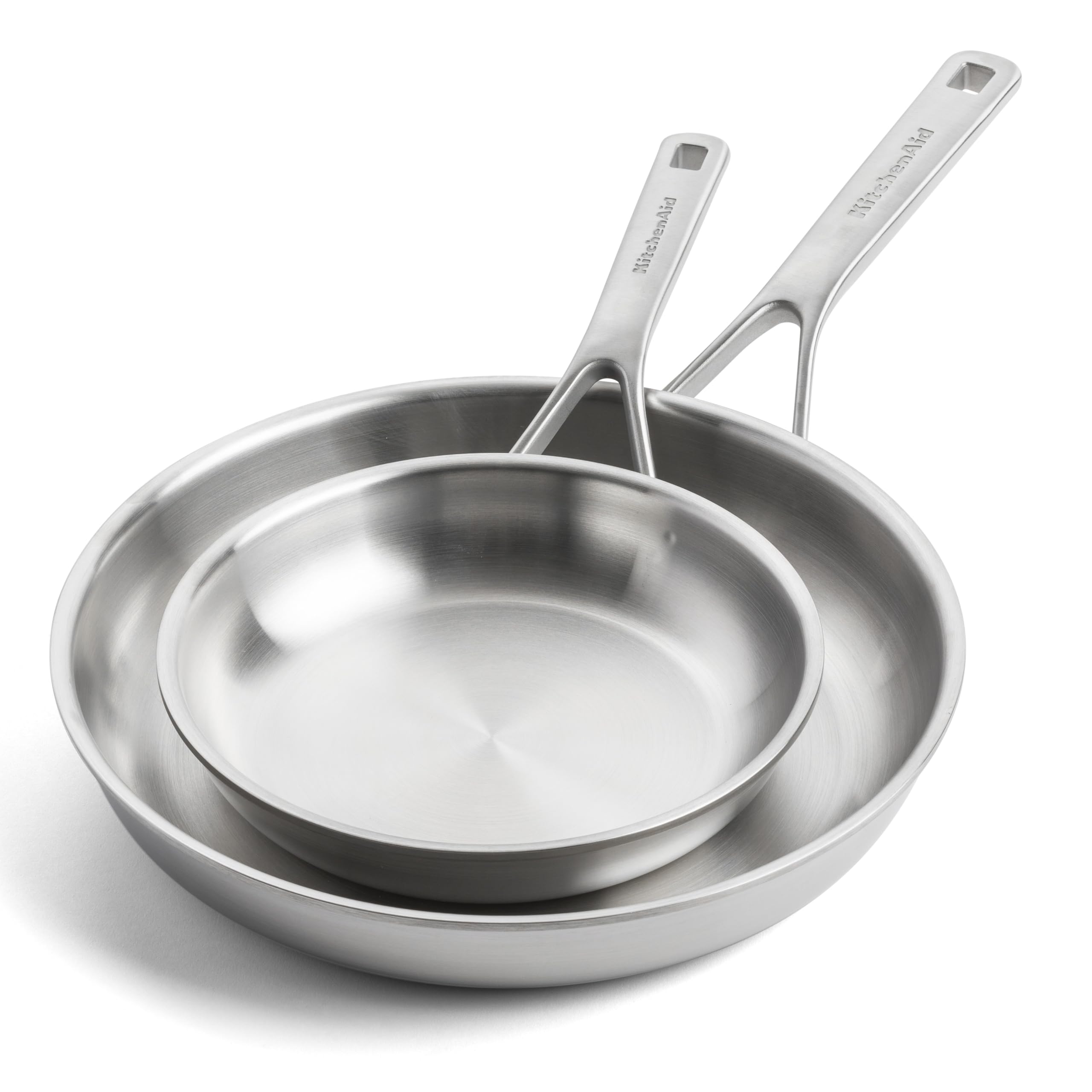 Kitchenaid Silver Multiply 3Ply Stainless Steel 2-Piece Frying Pan Skillet Set, 20 Cm And 28 Cm, Pfas Free, Triply, Multiclad, Induction Suitable, Oven Safe Up To 220°C,