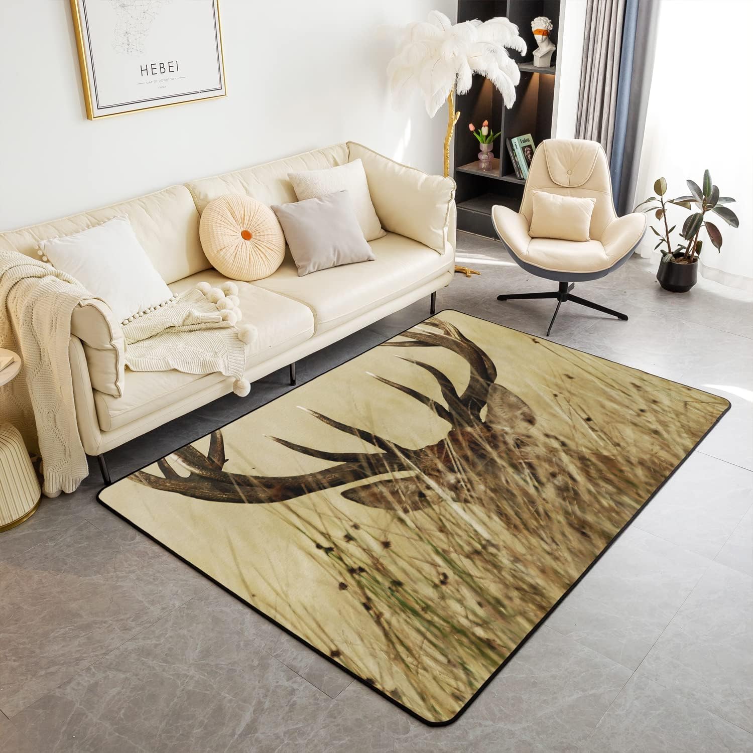 Tapis de salon wapiti contemporain idéal pour réchauffer une pièce de vie