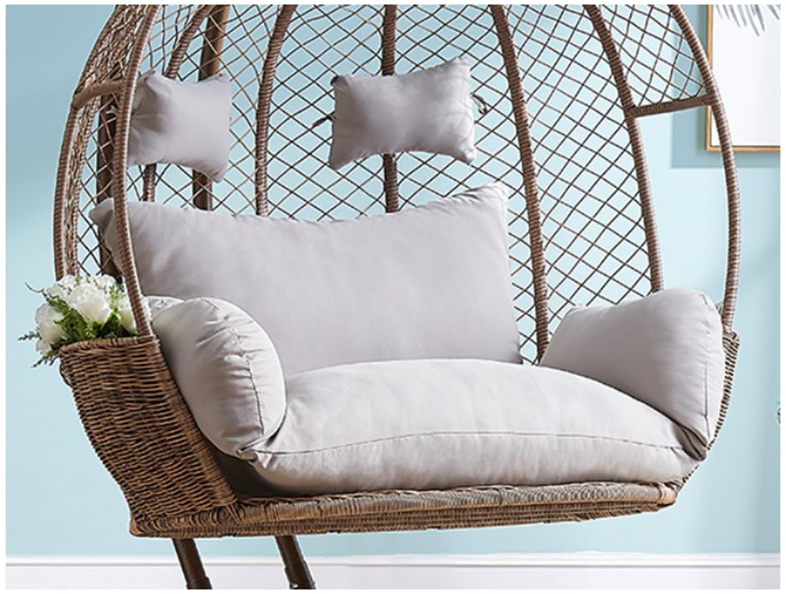 LSyySy Thicken Hanging Chair Cushion Replacement Egg Chair Cushions Double,2 Seater Egg Chair Swing Cushion Reusable Outdoor Hanging Hammock Chair Cushions Washable,for Outdoor and Indoor