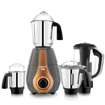 Gemini New Impression Model TIAA 1000-Watts Mixer Grinder with 100% Copper Motor with 3 Heavy Aluminium base Stainless Steel Jars , 1 ABS Juicer Jar 4R(Dry Jar, Chutney Jar, Liquid, Juicer Jar) Black-Bronze