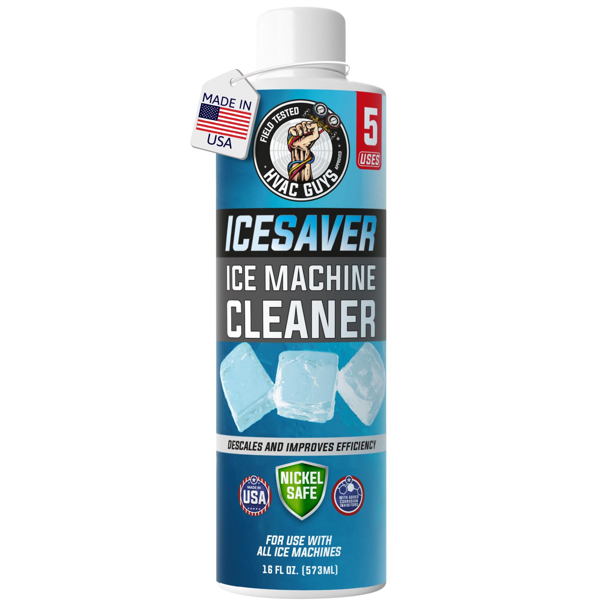 HVAC Guys Nickel Safe Ice Machine Cleaner and Descaler 16oz | Descales & Improves Efficiency | Universal Ice Maker Cleaner Compatible with Most Brands