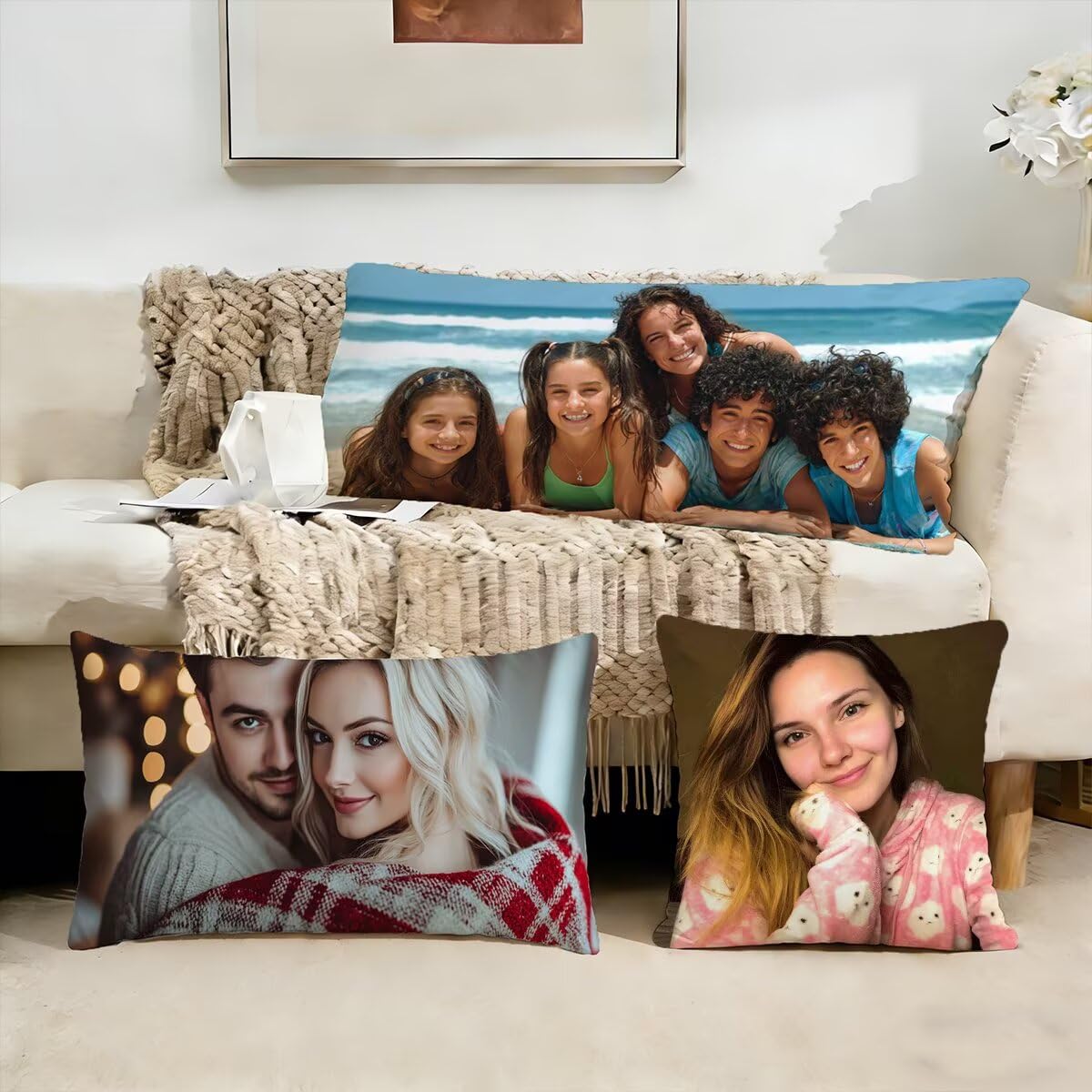 Cojin Personalizado con Foto, Funda Cojin 60x180 cm-Cojín Personalizado con Foto, Impresión a Doble Cara Diseño o Texto, Cojines Personalizados Regalos Originales para Mujer, Cojines Sofa, 0o-158