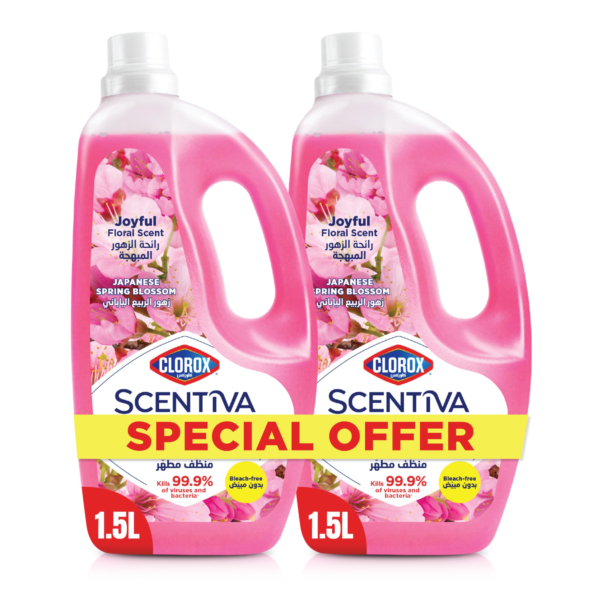 Scentiva Disinfectant Floor Cleaner 1.5L Dual Pack, Japanese Spring Blossom Bleach Free Disinfectant