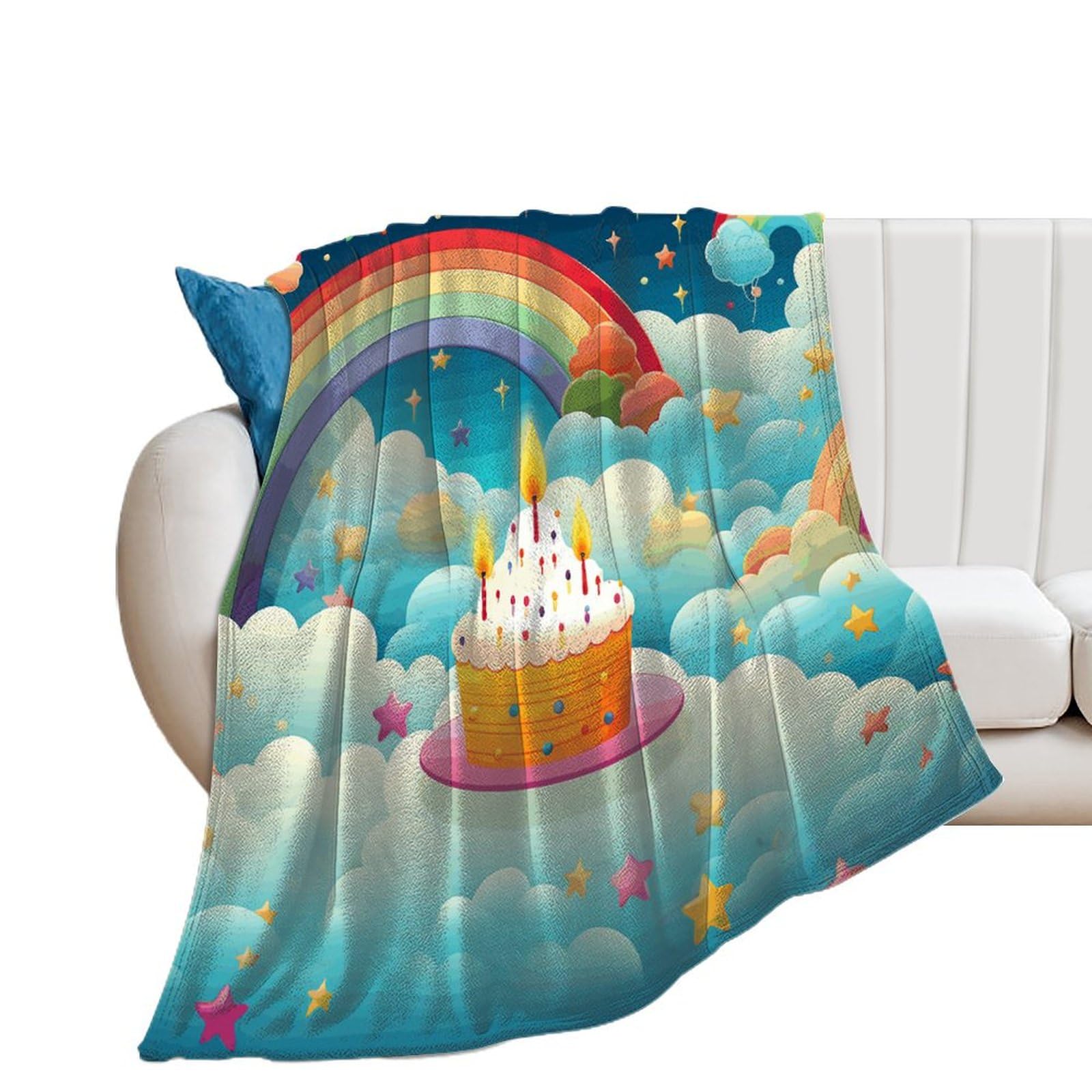 Couverture flanelle légère arc-en-ciel douce et polyvalente