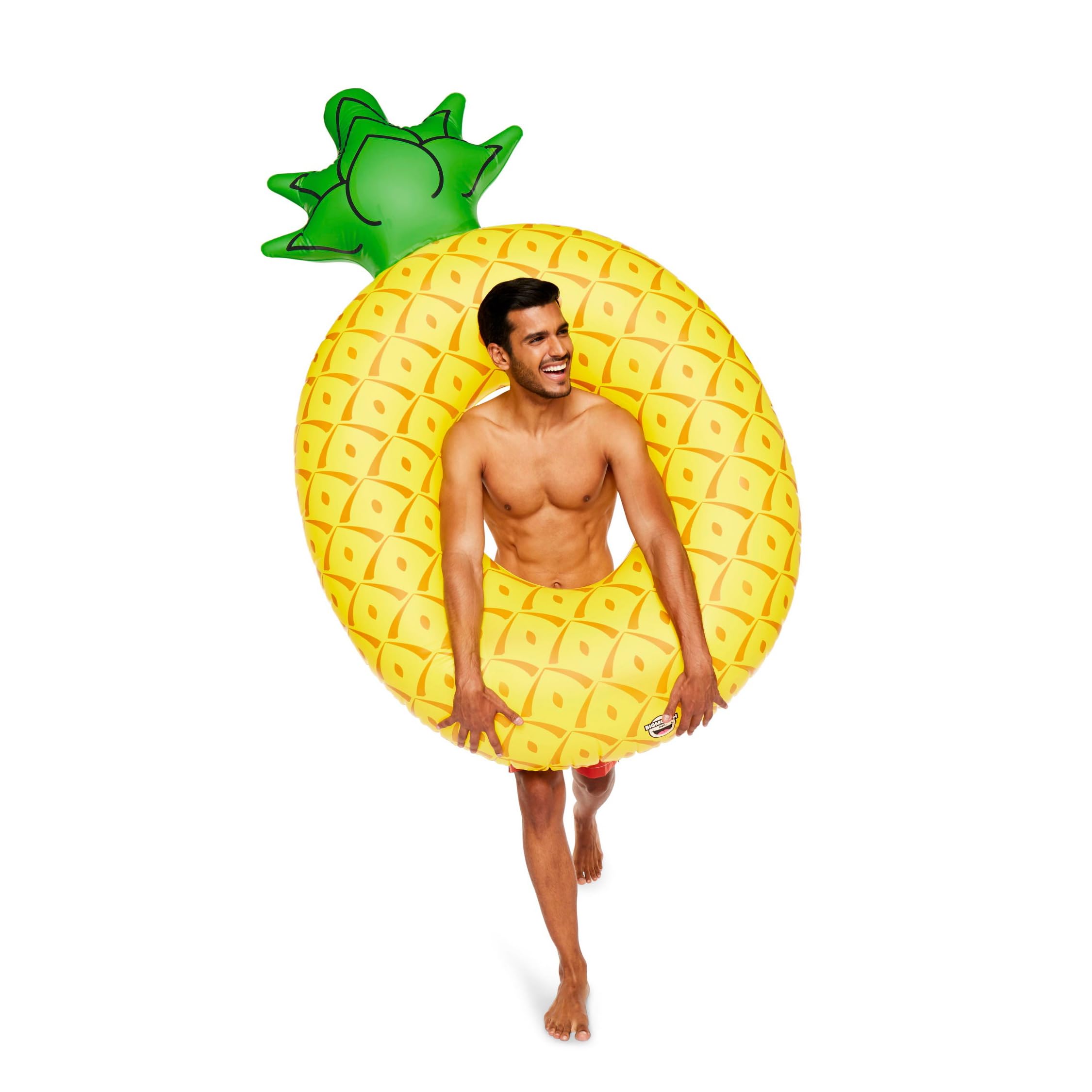 BigMouth Inc Giant Pineapple PooI FIoat, Fun InfIatable Fruit Floatie, Vinyl Summer Ring Tube for Swimming Pool, Patch Kit Included