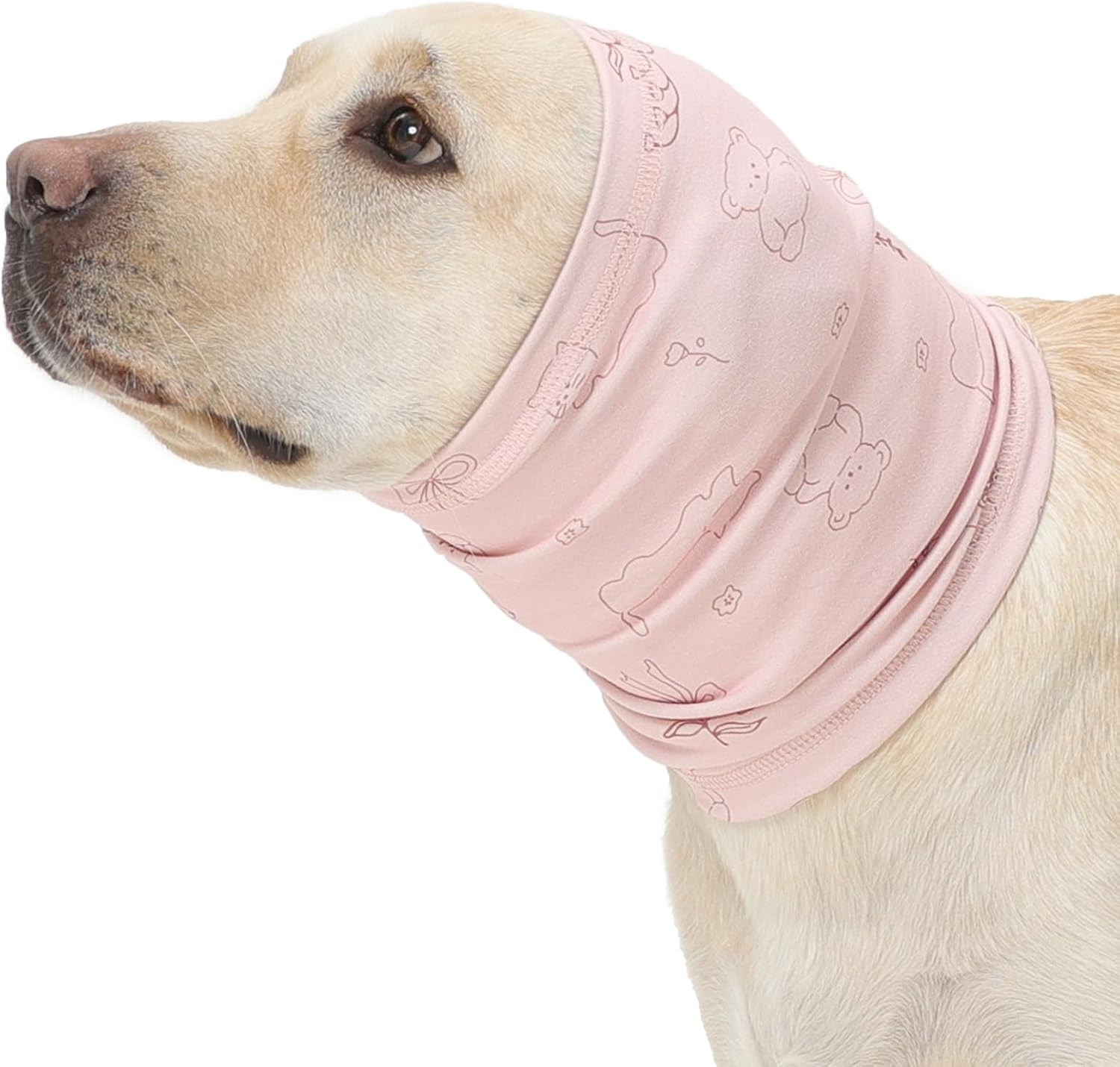 Nanaki Soft Quiet Ears for Dogs Hearing Protection Noise Cancelling-Dog Snood Ear Protector for Eating&Drinking,Dog Headband for Grooming,Ear Flap Wrap for Hematoma,Anxiety Relief, Separation,Pink,L
