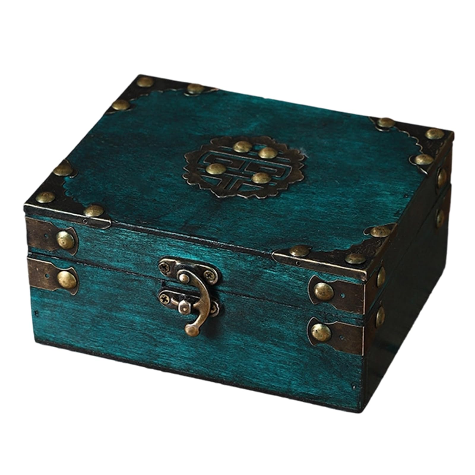 Xjdzineq Antique Wood Jewelry Box Featuring Clasp for Decorative Storage and Valuables Protective Multipurpose Box