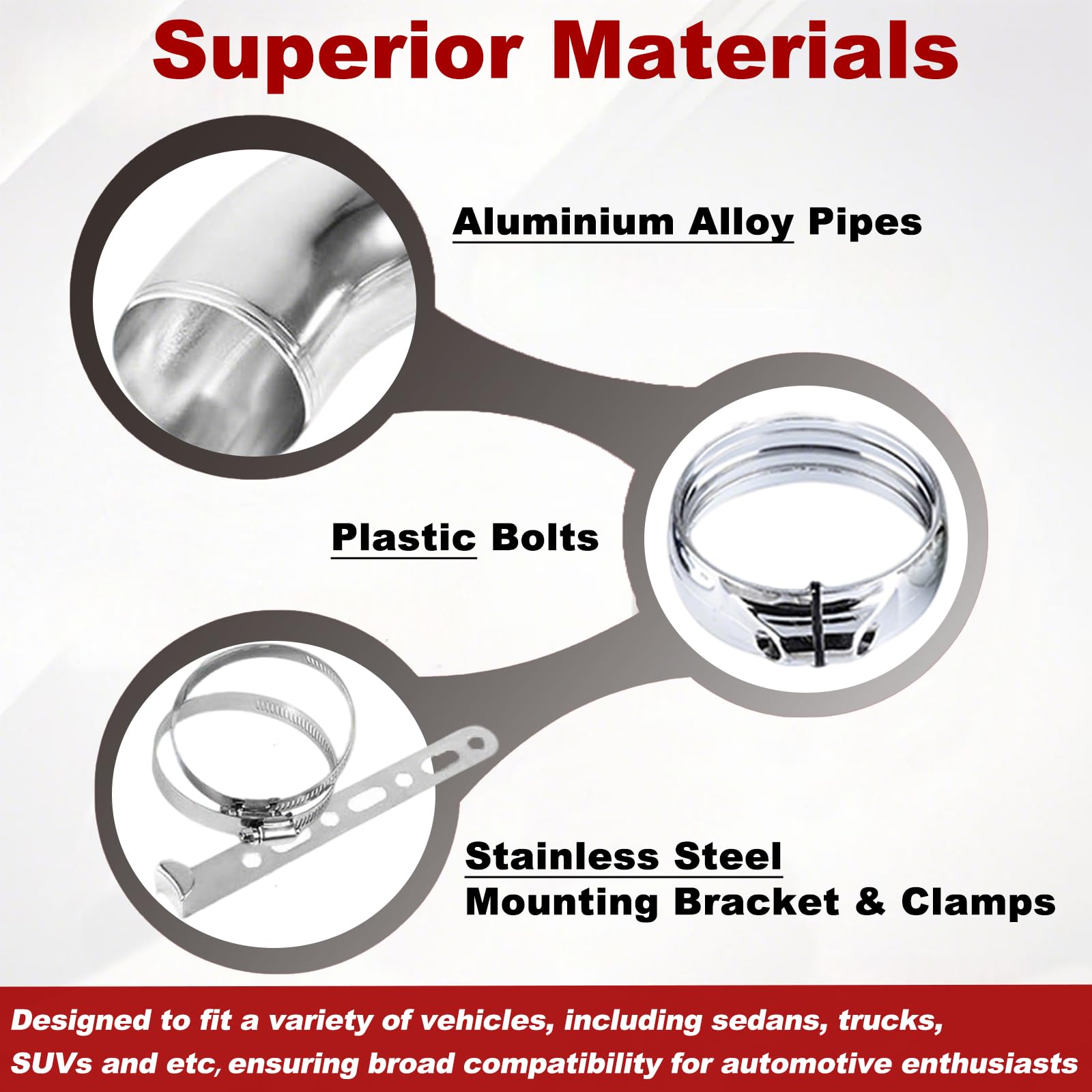 3 Pollice (76MM) Raffreddamento Aria Kit Filtro Ingresso Kit Di Aspirazione Dell'Aria Fredda Dell'Automobile Di Kit Di Induzione Del Filtro Dell'Aria Tubo Sostituzione Lega Alluminio Modifica