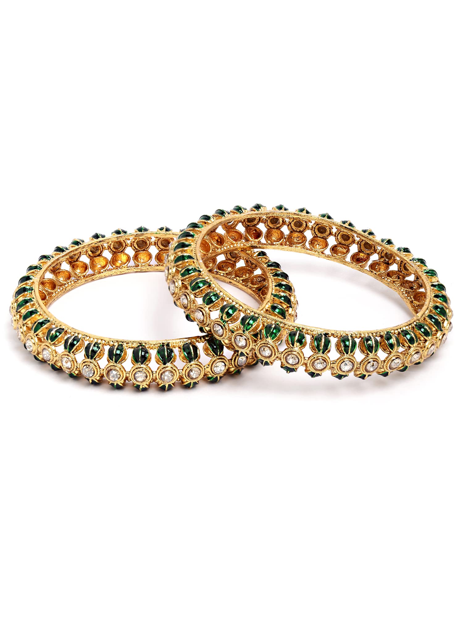 See full amazon price history chart for Karatcart Set of 2 Antique Gold Plated Green Kundan Rajwadi Bangles for Women Karatcart Set of 2 Antique Gold Plated Green Kundan Rajwadi Bangles for Women (B0BDGP16RB) Amazon Price History, Amazon Price Tracker