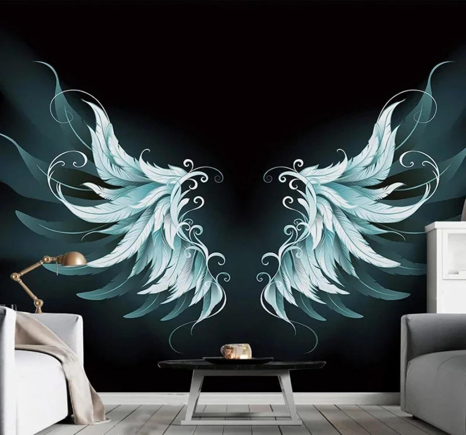 XLMING Creative Beautiful Feathers Wings Art 3D Wallpaper Silky Texture Home Study Office Grey Dining Room Sofa Bedroom Living Room TV Backdrop-430cm×300cm