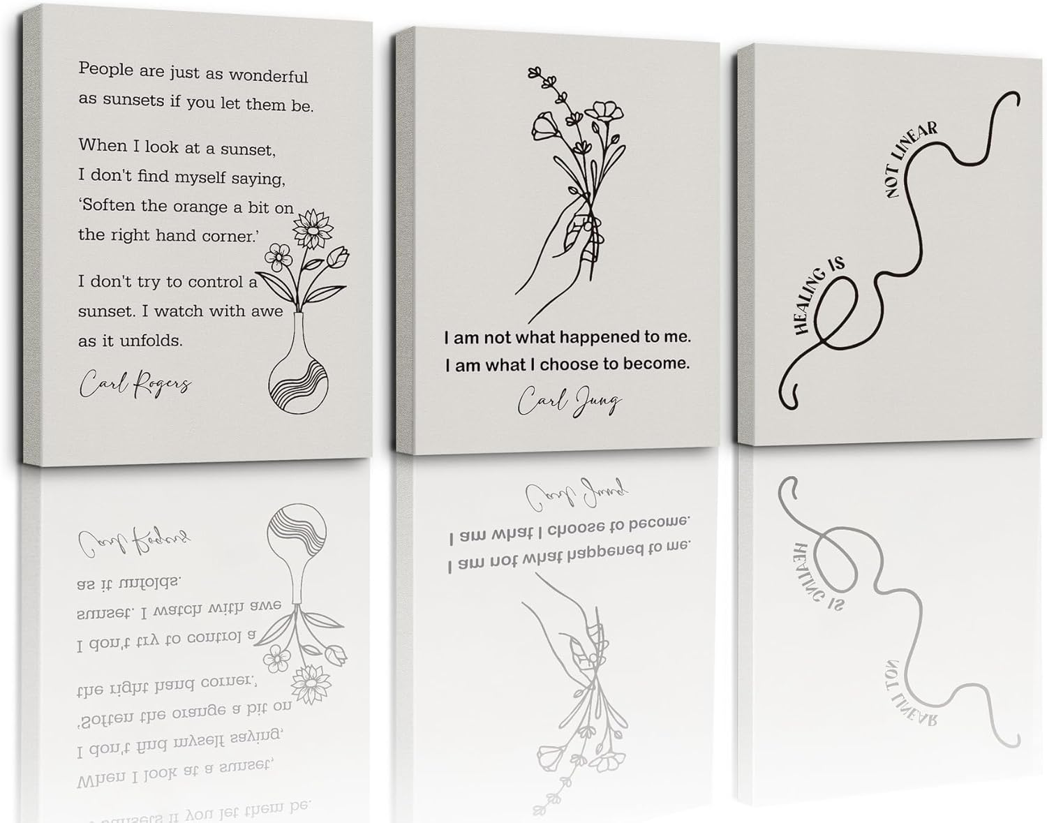 3 Pieces Canvas Wall Art - Therapy & Mental Health Art - Motivational Home & Psych Office Decor - Social Work Prints