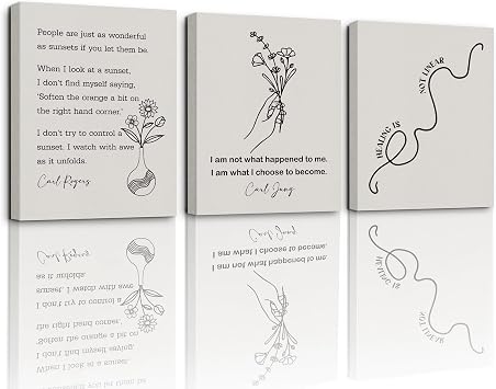 3 Pieces Canvas Wall Art - Therapy & Mental Health Art - Motivational Home & Psych Office Decor - Social Work Prints