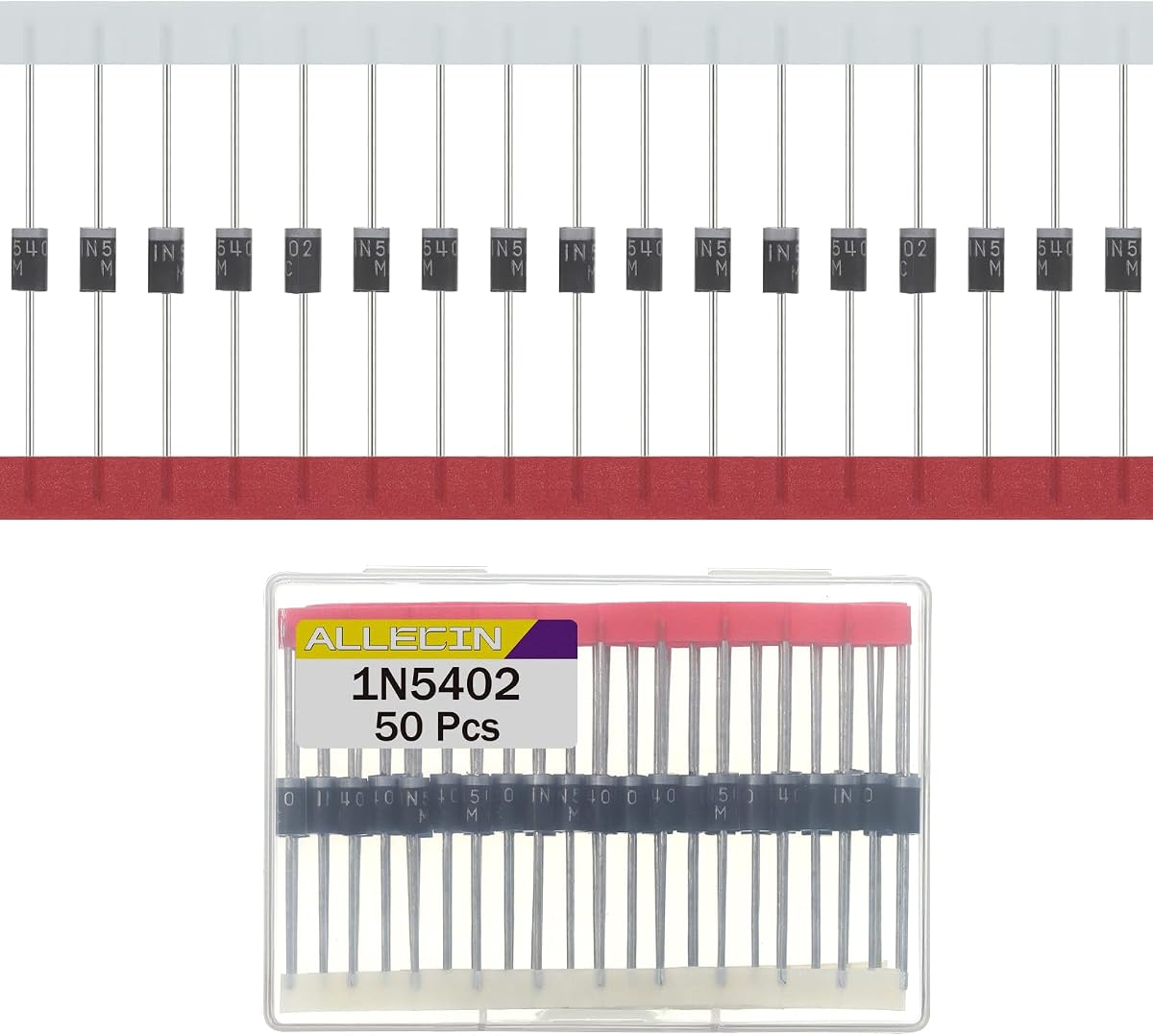 50Pcs 1N5402 Rectifier Diode 3A 200V IN5402 5402 Silicon Schottky Doorbell Diodes 3 Amp 200 Volt Axial Switching Dioden DO-27 Packag