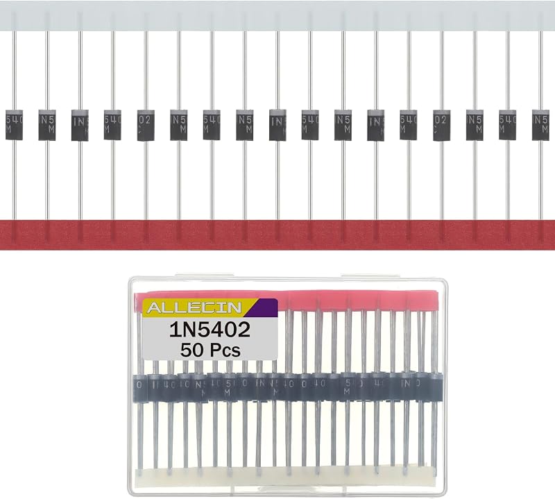 50Pcs 1N5402 Rectifier Diode 3A 200V IN5402 5402 Silicon Schottky Doorbell Diodes 3 Amp 200 Volt Axial Switching Dioden DO-27 Packag