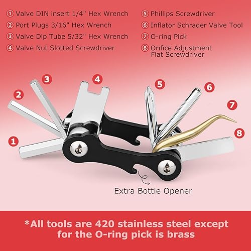 Miniatura 3 de Juego de herramientas de buceo de acero inoxidable 8 en 1 para reparación y ajuste de engranajes de buceo