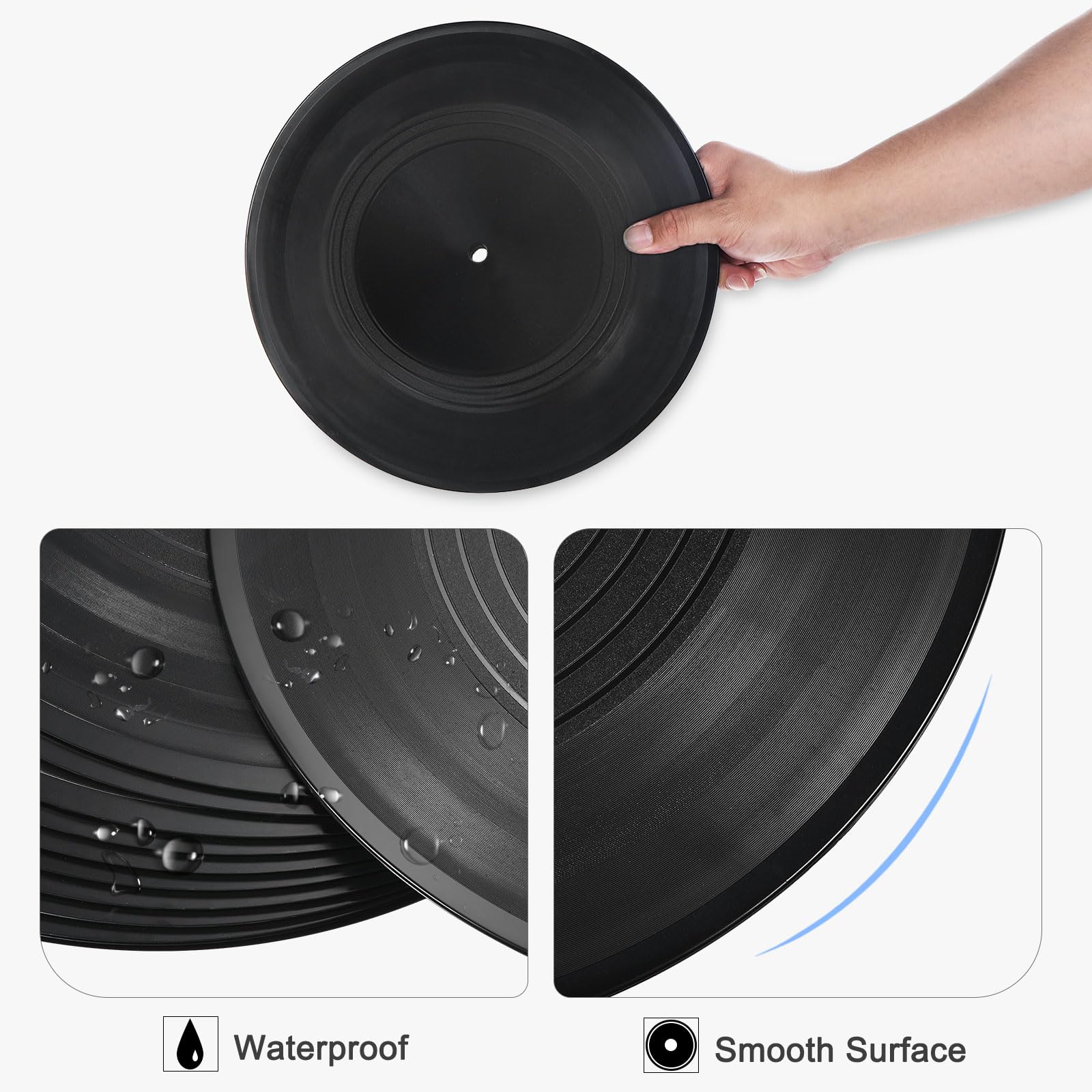 PATIKIL En Blanco Vinilo Discos 12" 6 Piezas CD Falso Vinilo Discos para Pared Estética Decoración Decorativos Discos para Rollo Música Habitación Rock Fiesta Decoración Negro