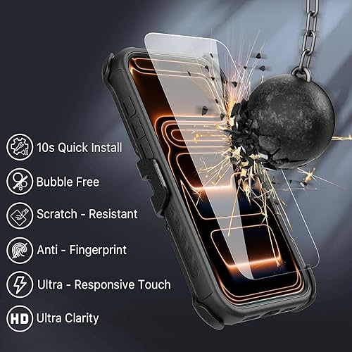 Miniatura 3 de M MYBAT PRO Maverick Series - Funda para iPhone 17 Pro con funda de clip para cinturón, compatible con Magsafe con protector de pantalla,