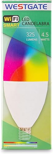 Miniatura 9 de Westgate Bombillas LED TC-E12-4.5W-RGBW-WiFi, base E12, cambio de color, vida útil de 25000 horas, compatible con Alexa y Google, regulable,
