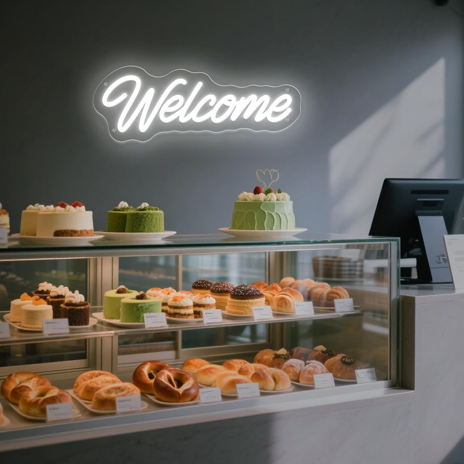 Welcome Neon Sign USB Powered Three Adjustable Brightness Lights Sign for Wall Decor Light Up Signs for Business Store LED Neon SIgn for Restaurant Food Shop Coffee Bar Hotel 36cm*13cm