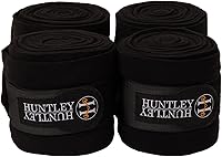 Vista 1 de Huntley Equestrian Envolturas de polo para caballos: vendaje protector de soporte de pierna para entrenamiento, ejercicio, participación - 4 Negro