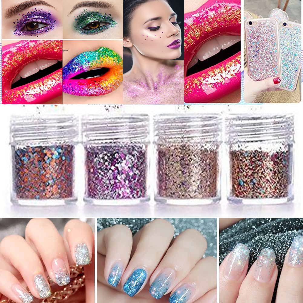 Set 12 Glitter Per Resina Epossidica - Brillantini Olografici Per Crafts, Unghie E Decorazioni - 10g Per Barattolo