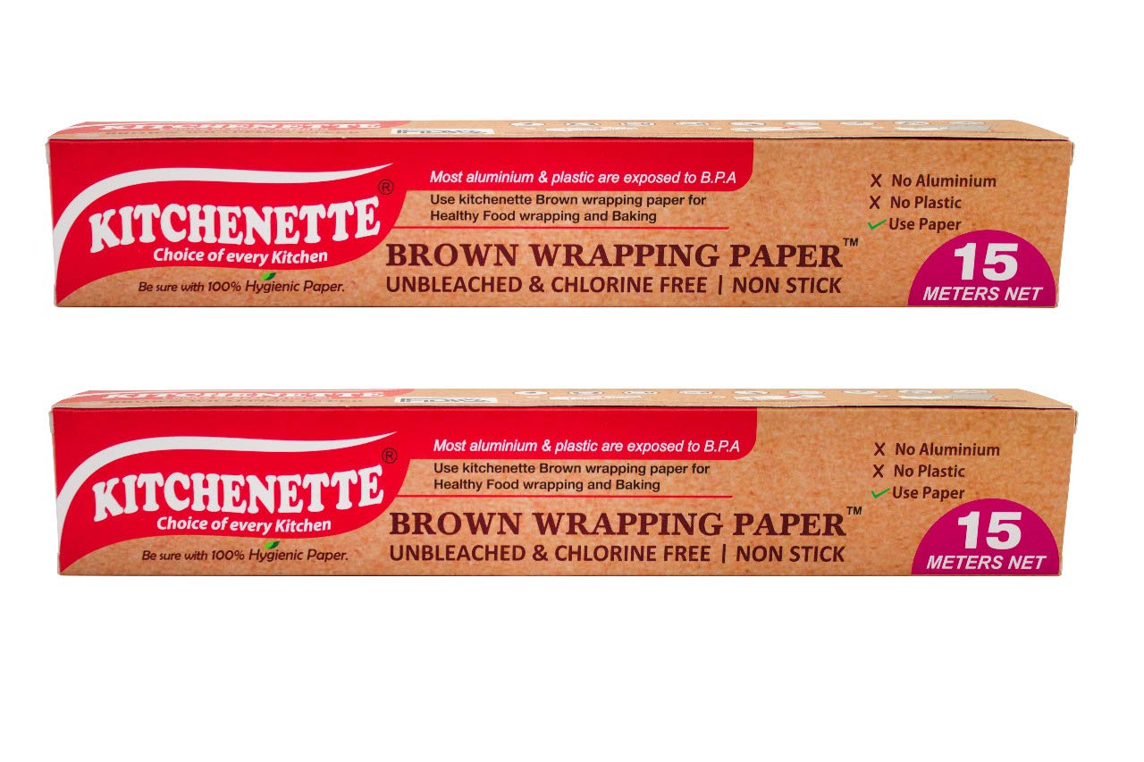 Kitchenette Brown Food Wrapping and Baking Paper (Unbleached and Chlorine Free) - 15 m- Pack of 2, Regular (KITCHENETTE_T_02)