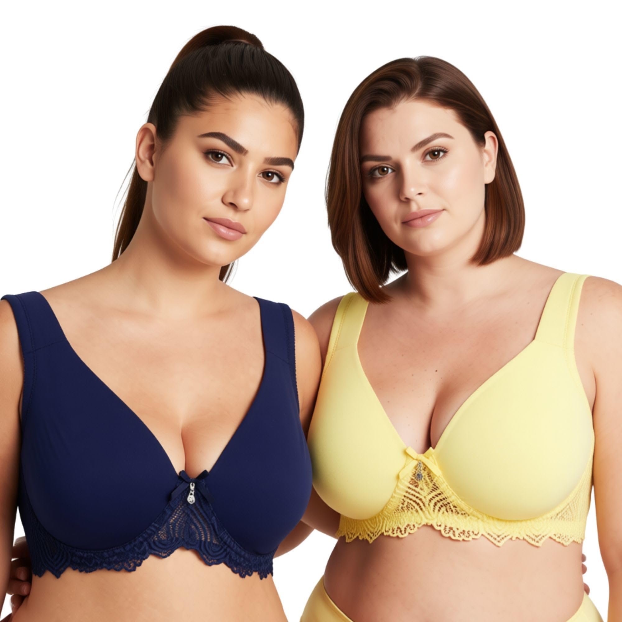 Curve Muse Plus Size Unlined Lace Bra