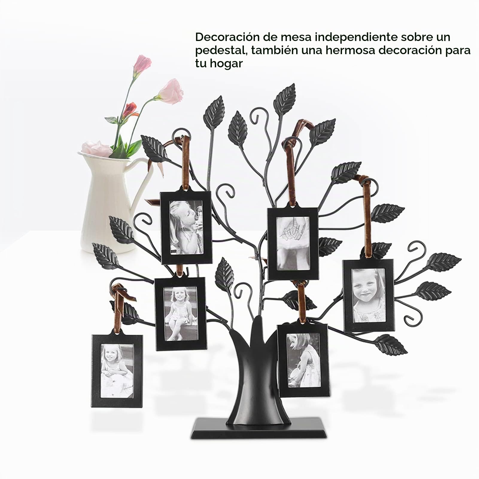 Marco de fotos de árbol genealógico, árbol de exhibición de fotos, con 6 o 12 marcos de fotos colgantes, borlas de cinta ajustables (tamaño pequeño: 6 marcos de fotos con 6,4 x 4,6 cm)