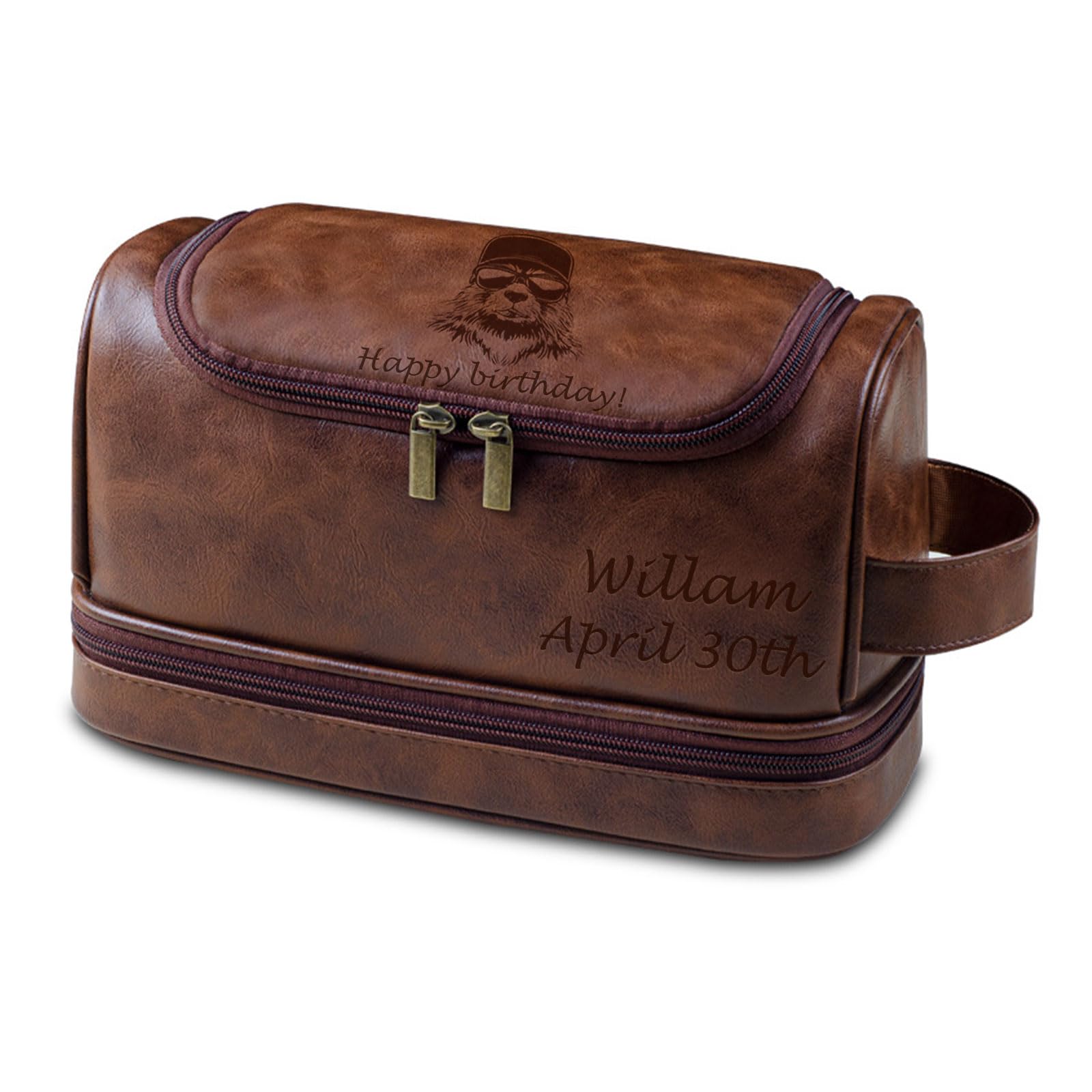 Borsa da toilette personalizzata in pelle per uomo, viaggio, barba, regalo per fidanzato marito papà
