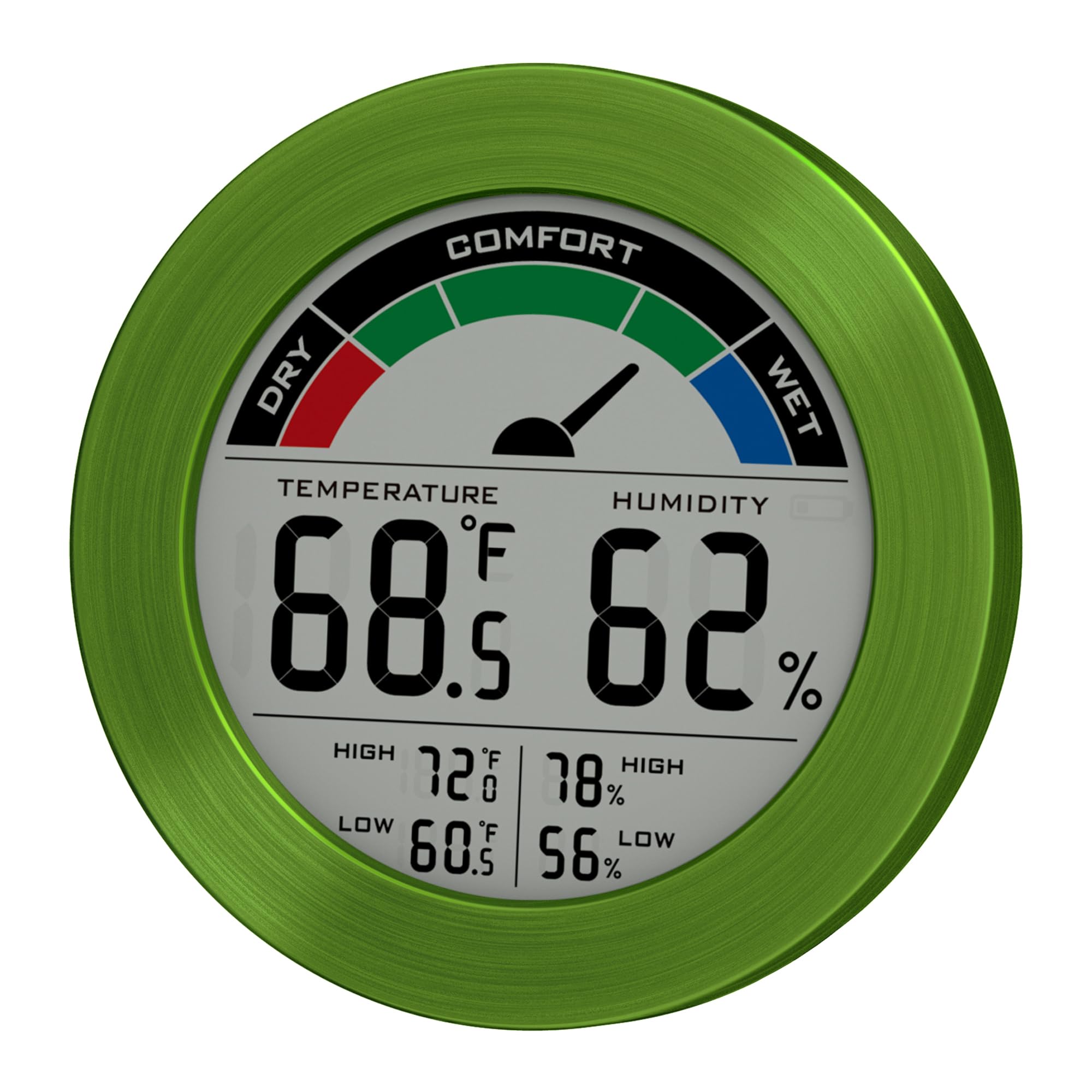 Digital Hygrometer Indoor Thermometer Humidity Meter Room Temperature Humidity Monitor, Metal Frame with Brushed Stainless Finish, DM9442 (Green Stainless)-image-30