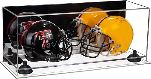 Miniatura 48 de Better Display Cases Acrílico 2 Mini casco de fútbol (no tamaño completo) vitrina con base de césped transparente (V46/A019)