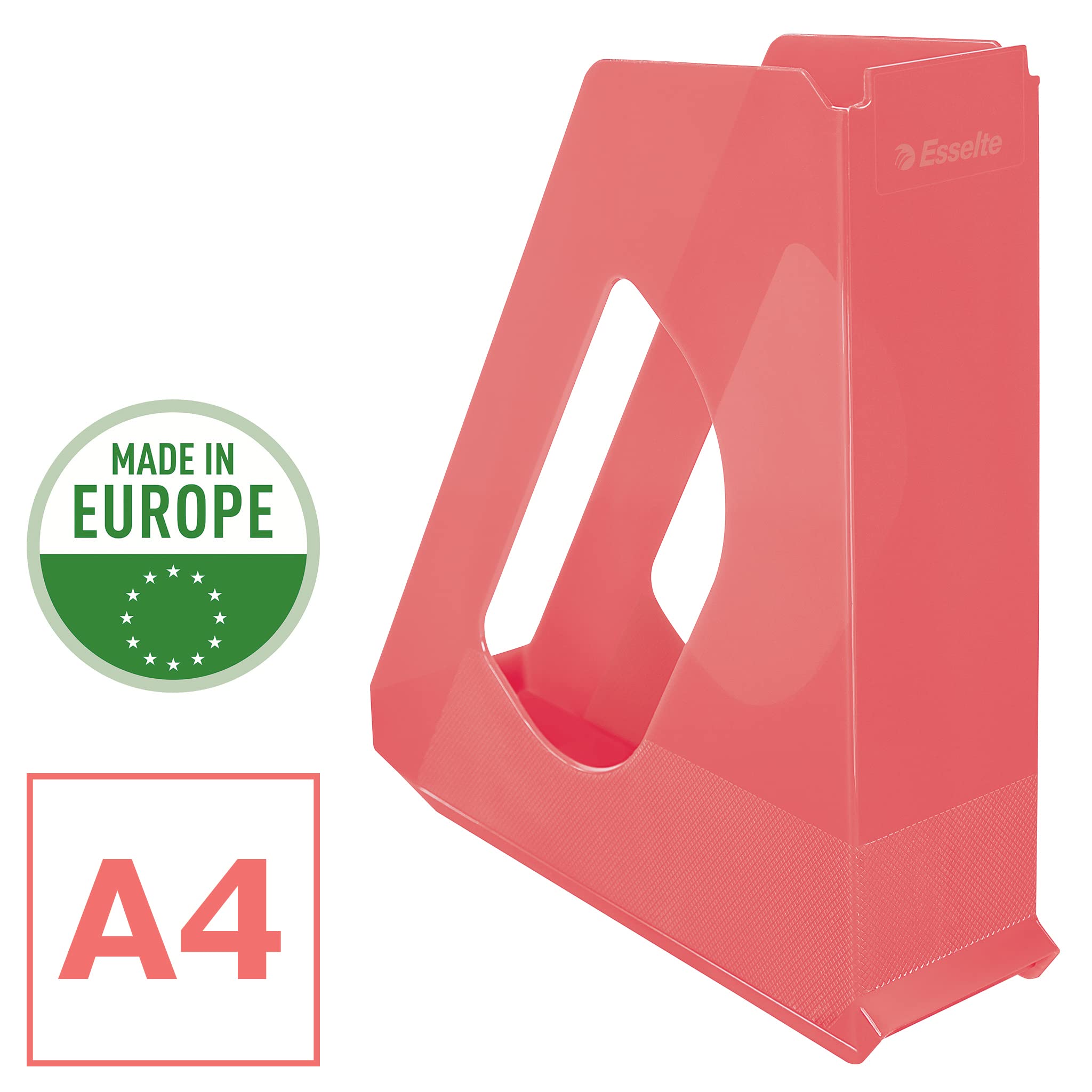 Esselte Zeitschriftenordner, 10er Pack, A4-Papierablage für Dokumente, Kataloge und Broschüren, Für Zuhause/Büro, Zur Schreibtischorganisation, Colour'Breeze Serie, Koralle, 628455