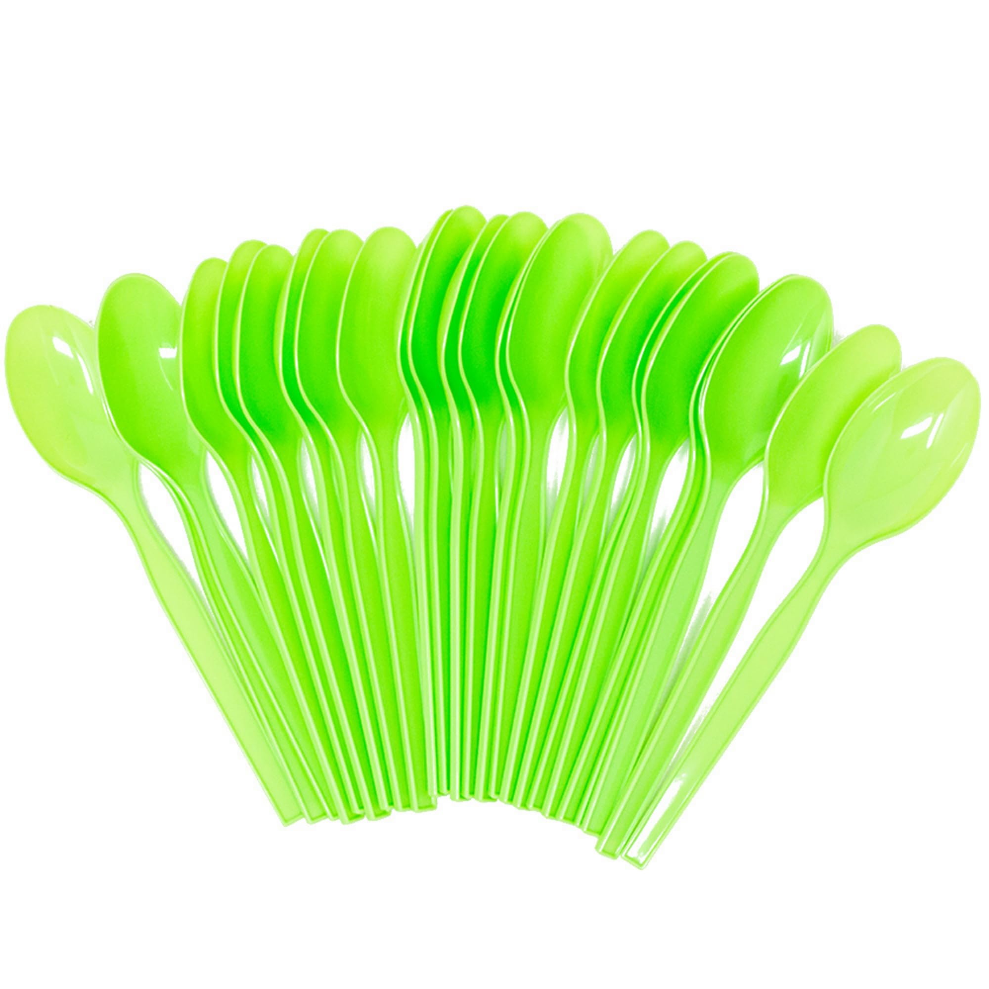 Lime Plastic Spoons (48 Pack) - Lime Spoons for Parties, Lightweight Plasticware, Colored Plastic Spoons, Plastic Utensils, Disposable Cutlery for Occasions, Party Plastic Spoons, Blue Orchards