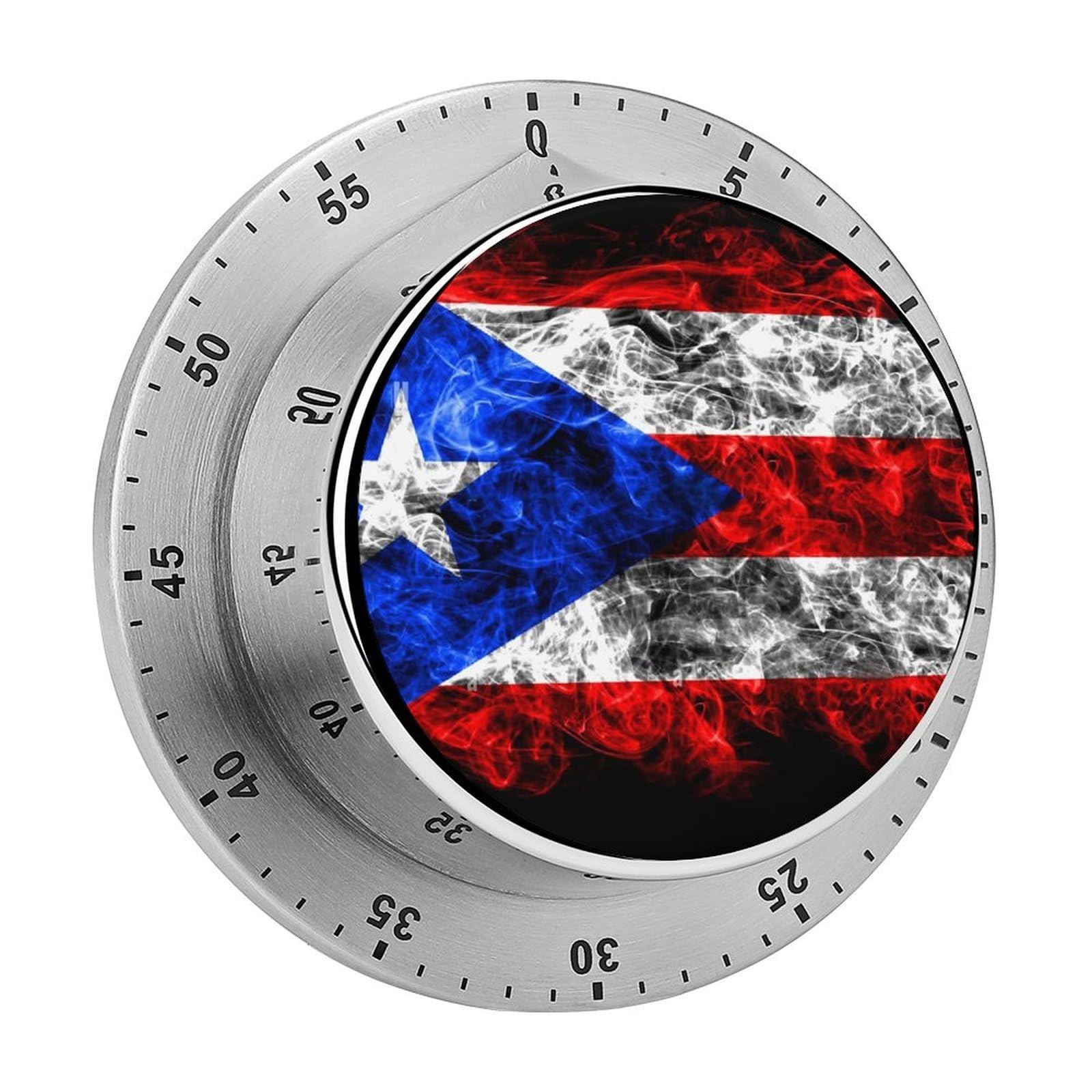 Puerto Rico Flag Art Circular Rotating Timer, Suitable for Kitchen and Bedroom