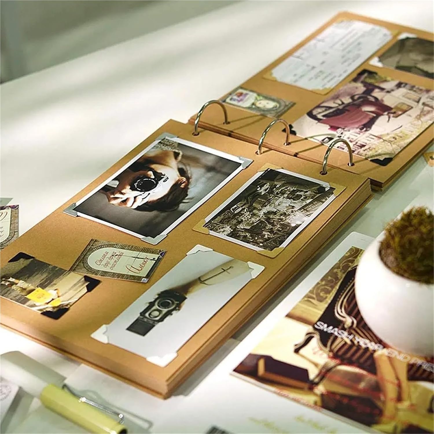 Photo Corners Self Adhesive 1200PCS Corner Stickers Black Gold White Sliver Brown DIY Vintage Sticker Scrapbook Self-Adhesive Photo Album Accessories Decor for Photo Album(Black)