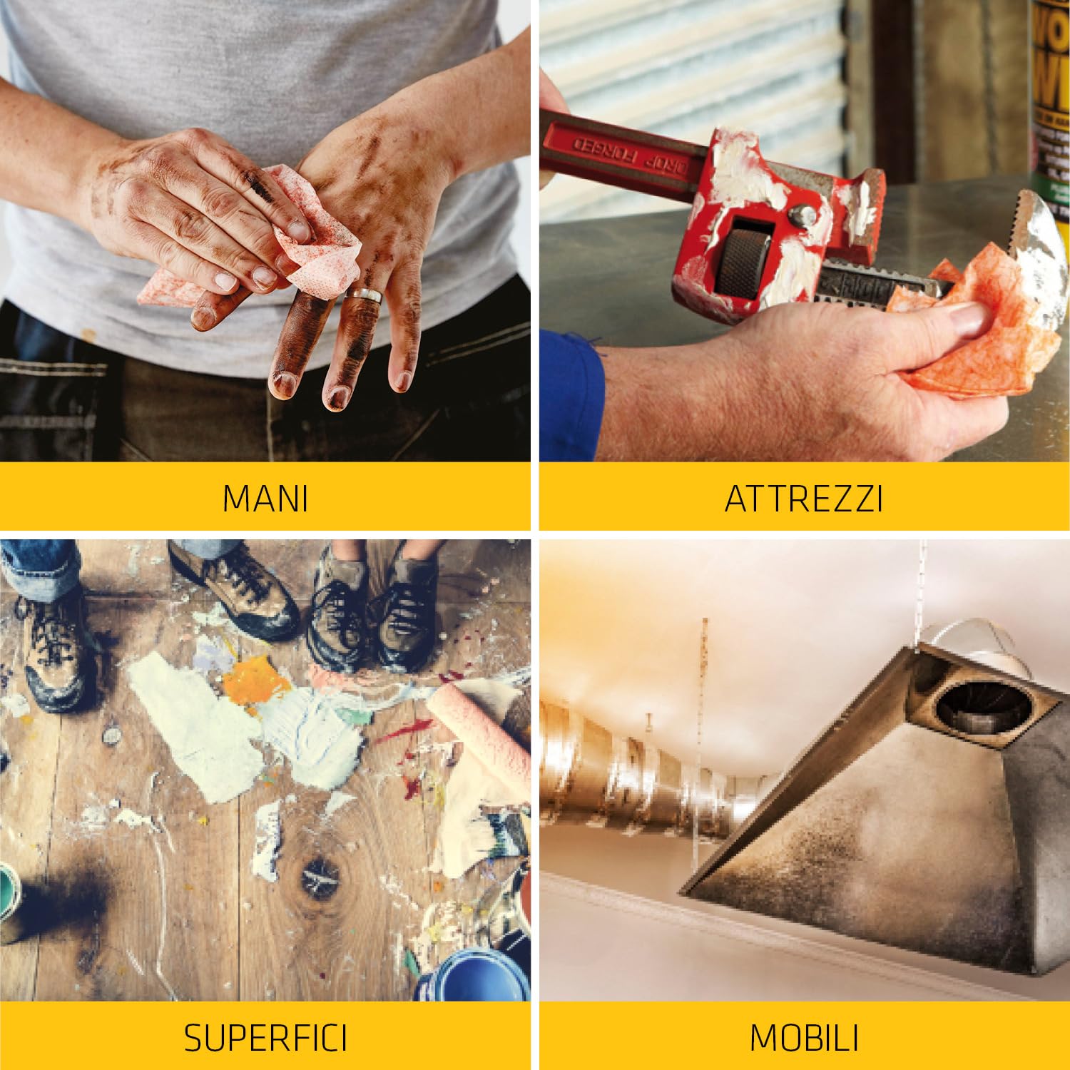 SIKA SikaCleaner-350H Salviette detergenti multiuso 70pz Rimuovono colla grasso e olio
