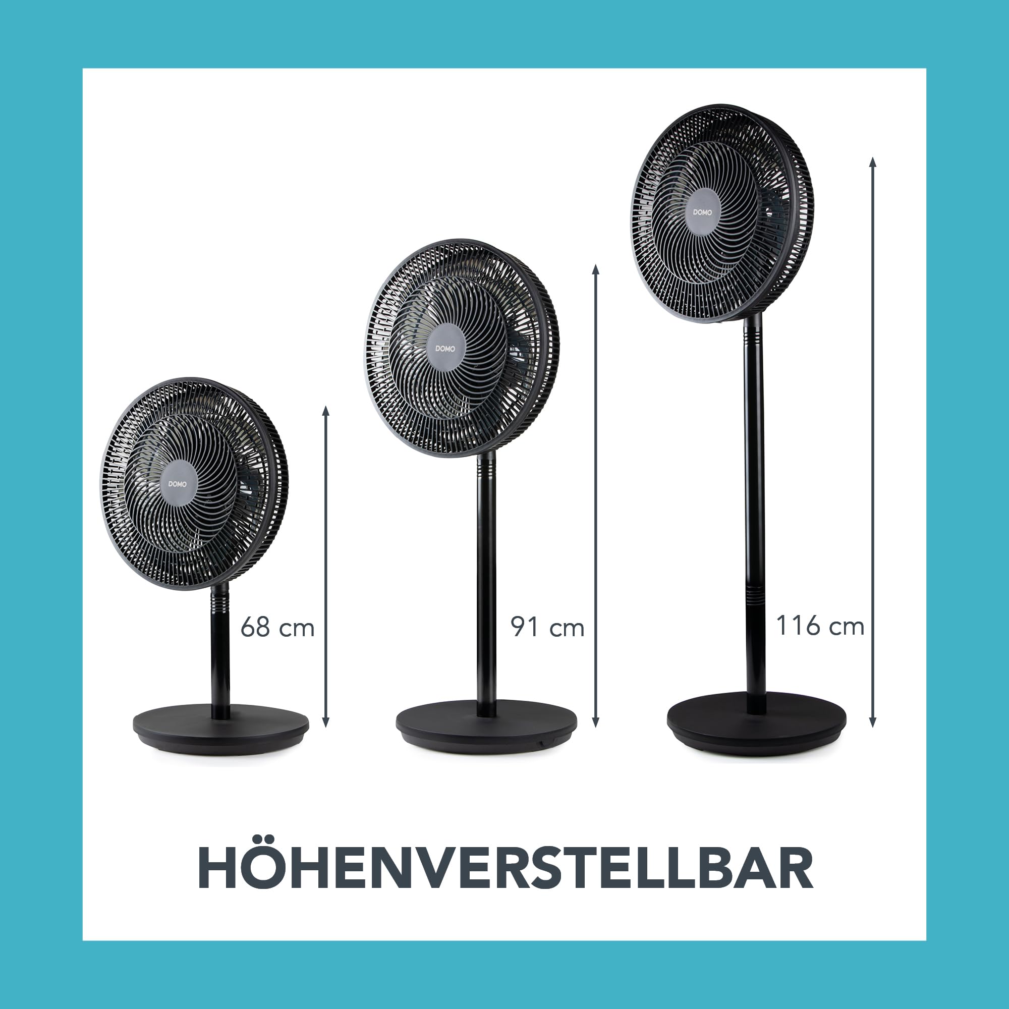DOMO DO8159 wentylator stojący 2 w 1 Multiblade – wentylator z 7 łopatkami – cichy 44 dB – 3 poziomy oscylacji – regulacja wysokości – wentylator kolumnowy do sypialni i salonu