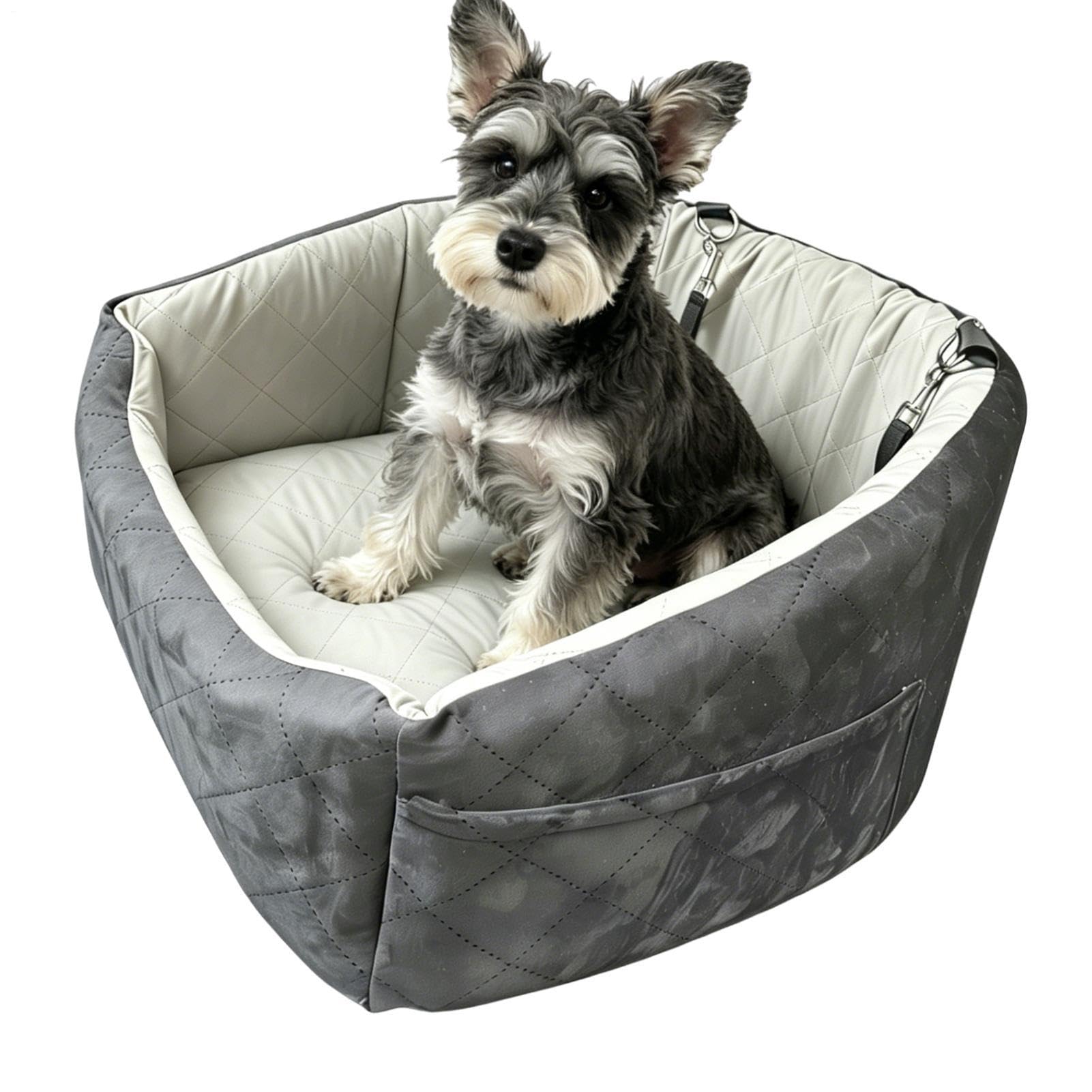 Asiento De Coche Para Mascotas con Bolsillo para Cinturón y Base | Elevador Trasero Para Perros para Cachorro Gato Mascota Pequeña Mediana SUV Berlina Furgoneta Vehículo