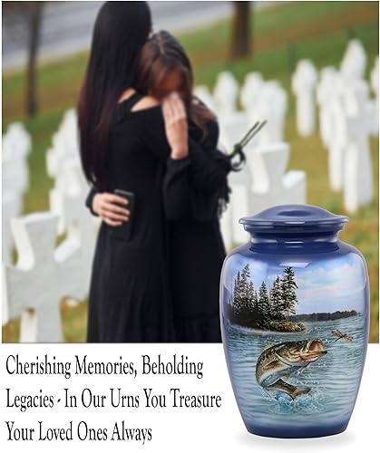 Miniatura 2 de Urna de cremación Gone Fishing Bass – Urna para adultos para cenizas humanas de hasta 210 libras – Urna funeraria conmemorativa de tributo a