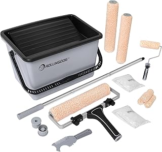 ROLLINGDOG Farbroller Set 30,5 cm, Großer Farbroller mit verstellbarem Rahmen, Mikrofaserbezüge und ausziehbarer Stange, Komplett-Set für Wände, Decken/Möbel, 21 Stück