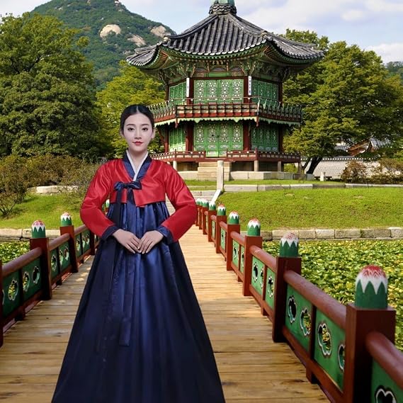 Women Hanbok Dress Traditional Korean Costume Long Sleeve Classic Hanboks Dress Female Korea Wedding Dance Costume