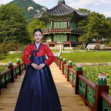 Women Hanbok Dress Traditional Korean Costume Long Sleeve Classic Hanboks Dress Female Korea Wedding Dance Costume