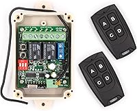 Solidremote KIT-1 Secure 2-Channel Wireless RF Relay Receiver Kit - Rolling Code, 12-24V for Garage Doors, LED Lights, Motors