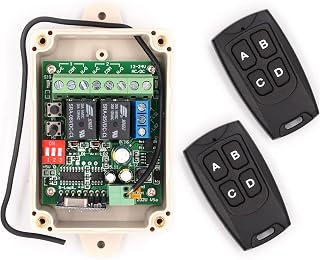 Solidremote KIT-1 Secure 2-Channel Wireless RF Relay Receiver Kit - Rolling Code, 12-24V for Garage Doors, LED Lights, Motors