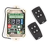 Solidremote 12V - 24V Secure Wireless RF Remote Control Relay Switch Universal 2-Channel Receiver with 2 Transmitters for Garage Door Openers, LED Lights etc (KIT-1)